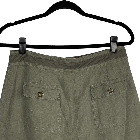 TALBOTS PURE IRISH LINEN GREEN DRAWSTRING SKIRT - Picture 7 of 13